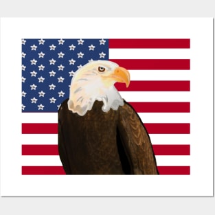 Eagle with American Flag Posters and Art